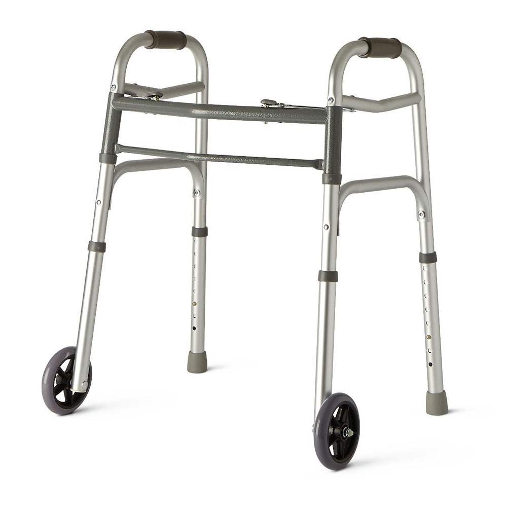 Youth Two-Button Folding Walkers with 5″ Wheels